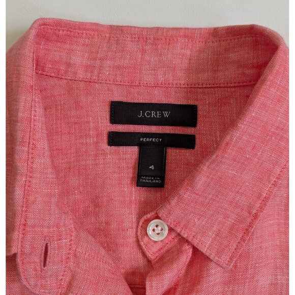 J. Crew Perfect Women's Linen Button Down Shirt Size 4 Coral - Picture 4 of 12